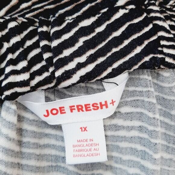 JOE FRESH | Peplum Spaghetti Strap Tank Top B&W Abstract Animal Pattern Sz 1X - Picture 12 of 13